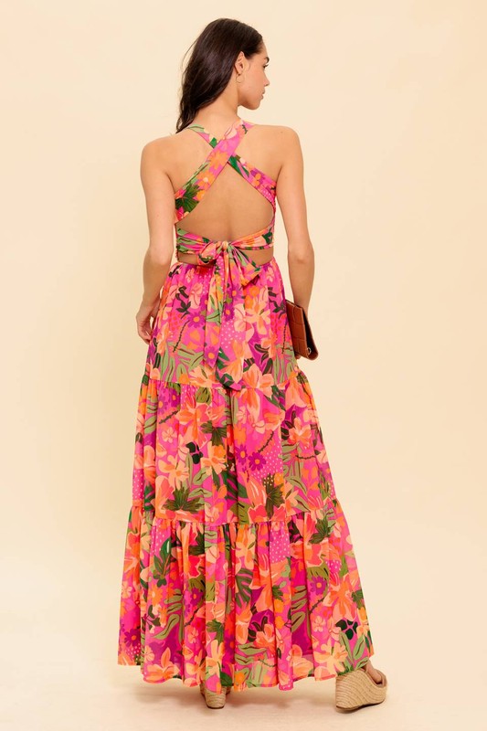 Fuchsia Halter Maxi Dress