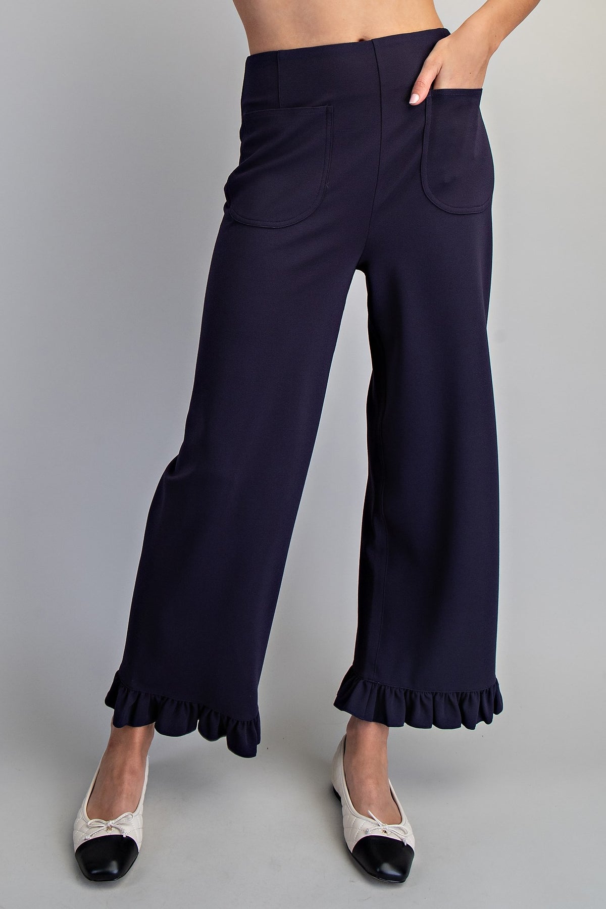 Straight Leg Ruffled Hem Pants