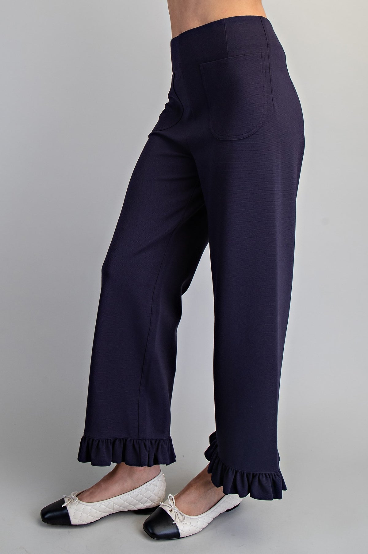 Straight Leg Ruffled Hem Pants