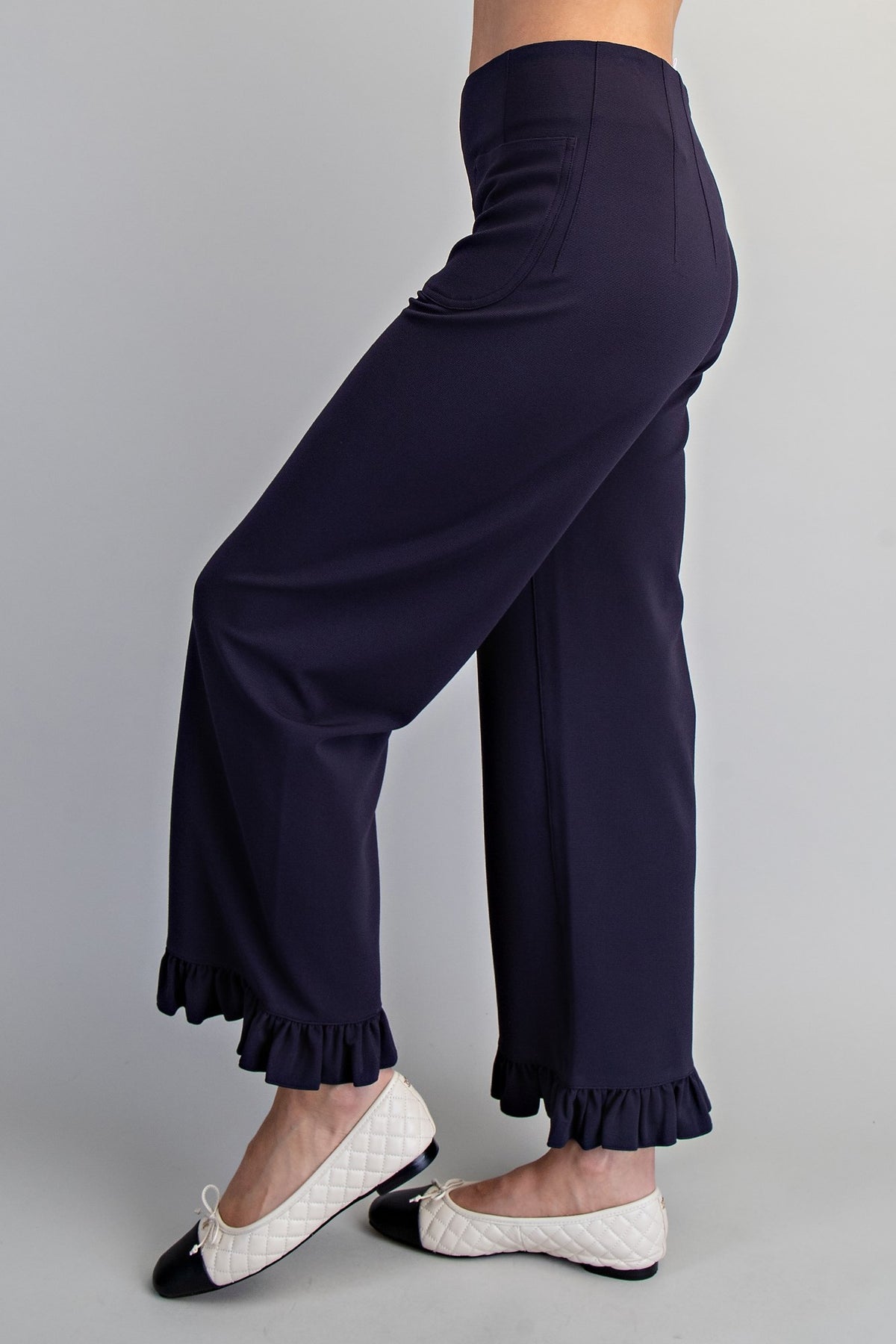 Straight Leg Ruffled Hem Pants
