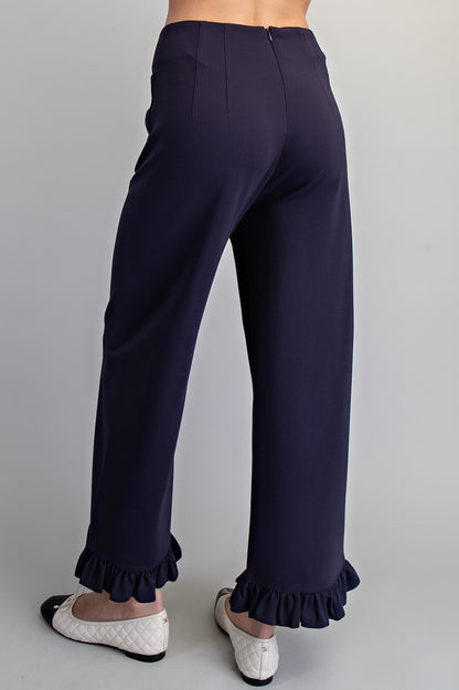 Straight Leg Ruffled Hem Pants
