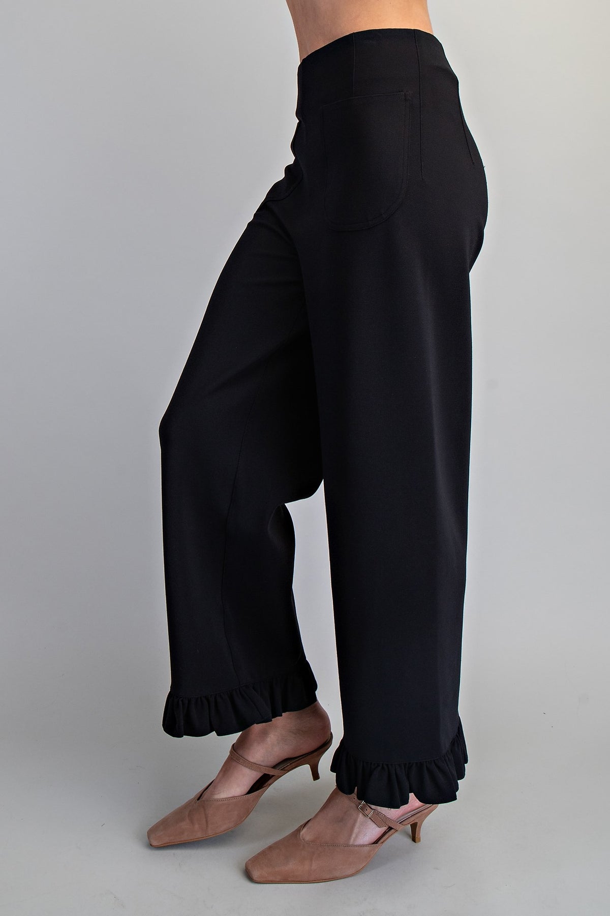 Straight Leg Ruffled Hem Pants