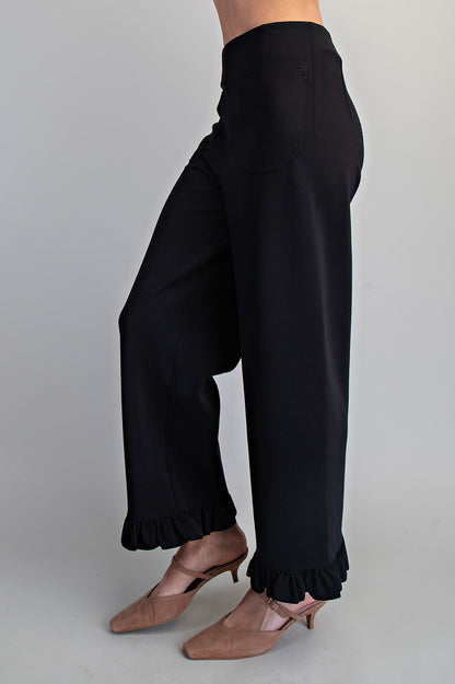 Straight Leg Ruffled Hem Pants