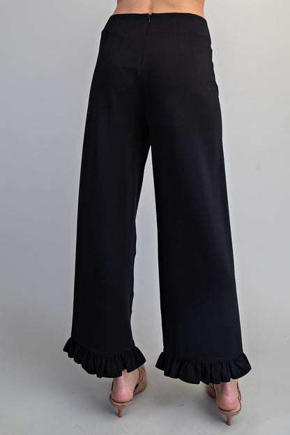 Straight Leg Ruffled Hem Pants