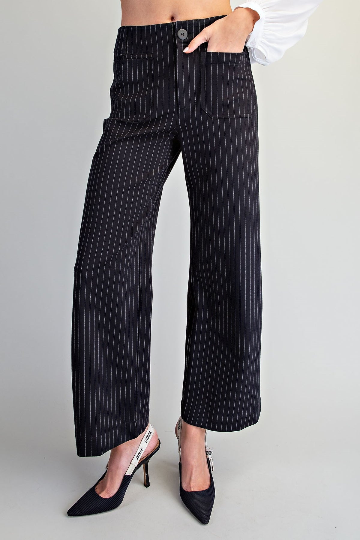 Pinstriped Patch Pocket Pants