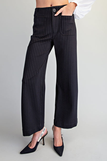 Pinstriped Patch Pocket Pants