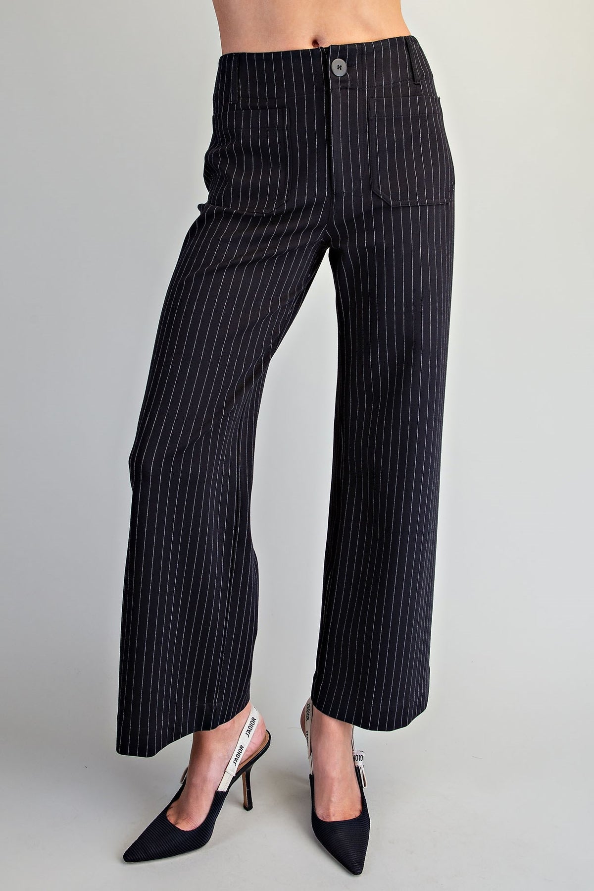 Pinstriped Patch Pocket Pants