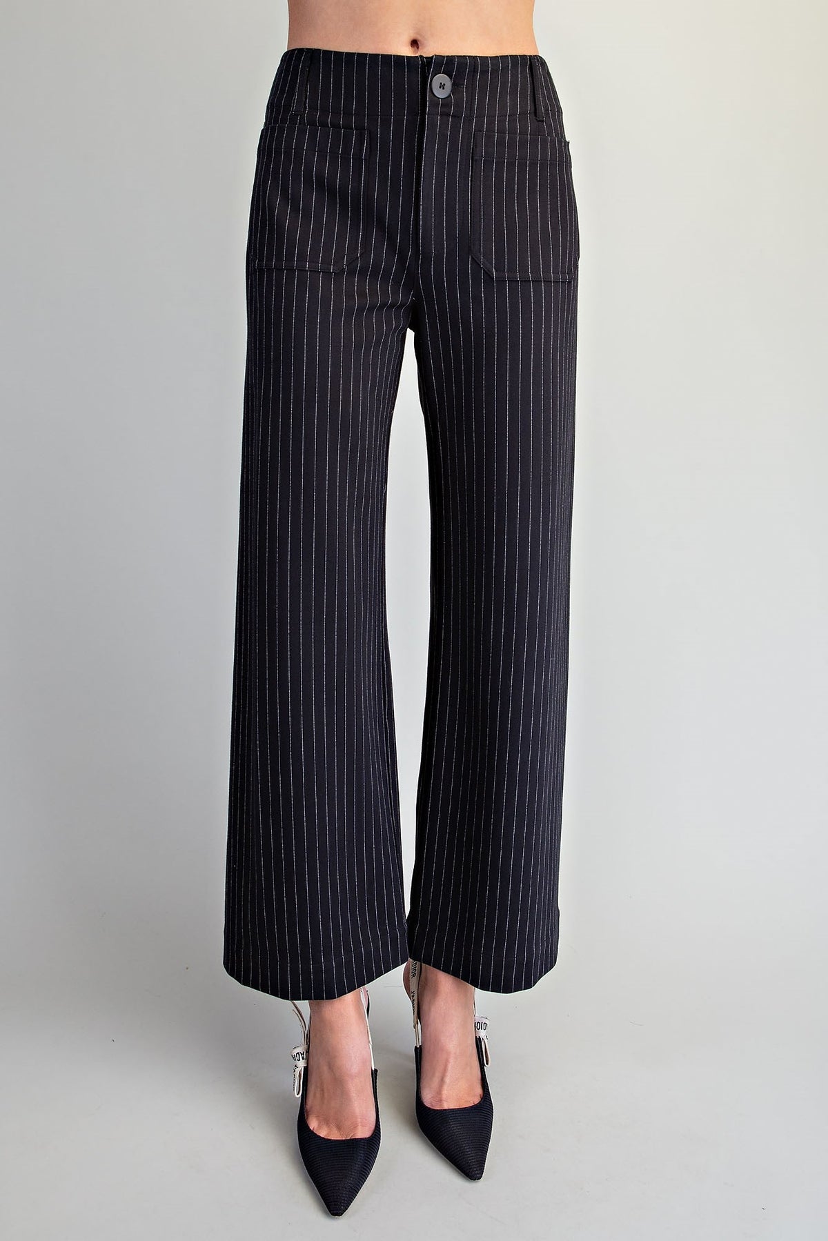 Pinstriped Patch Pocket Pants