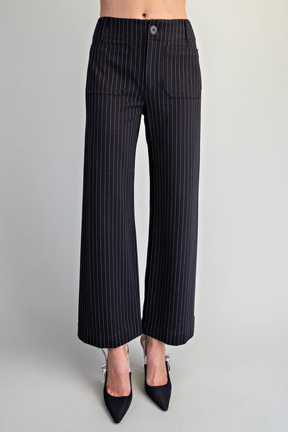 Pinstriped Patch Pocket Pants