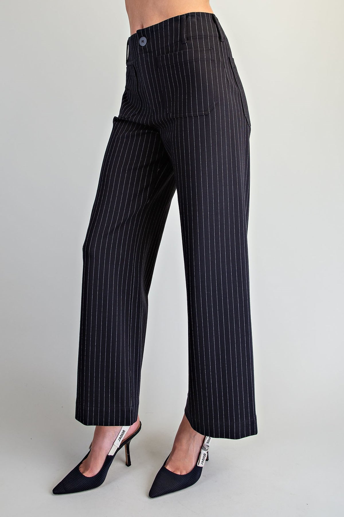 Pinstriped Patch Pocket Pants