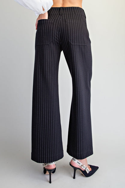 Pinstriped Patch Pocket Pants