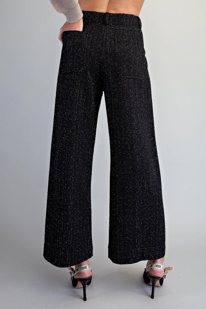 Tweed Patch Pocket Wide Leg Pants