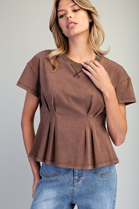 Mineral Washed Peplum Top