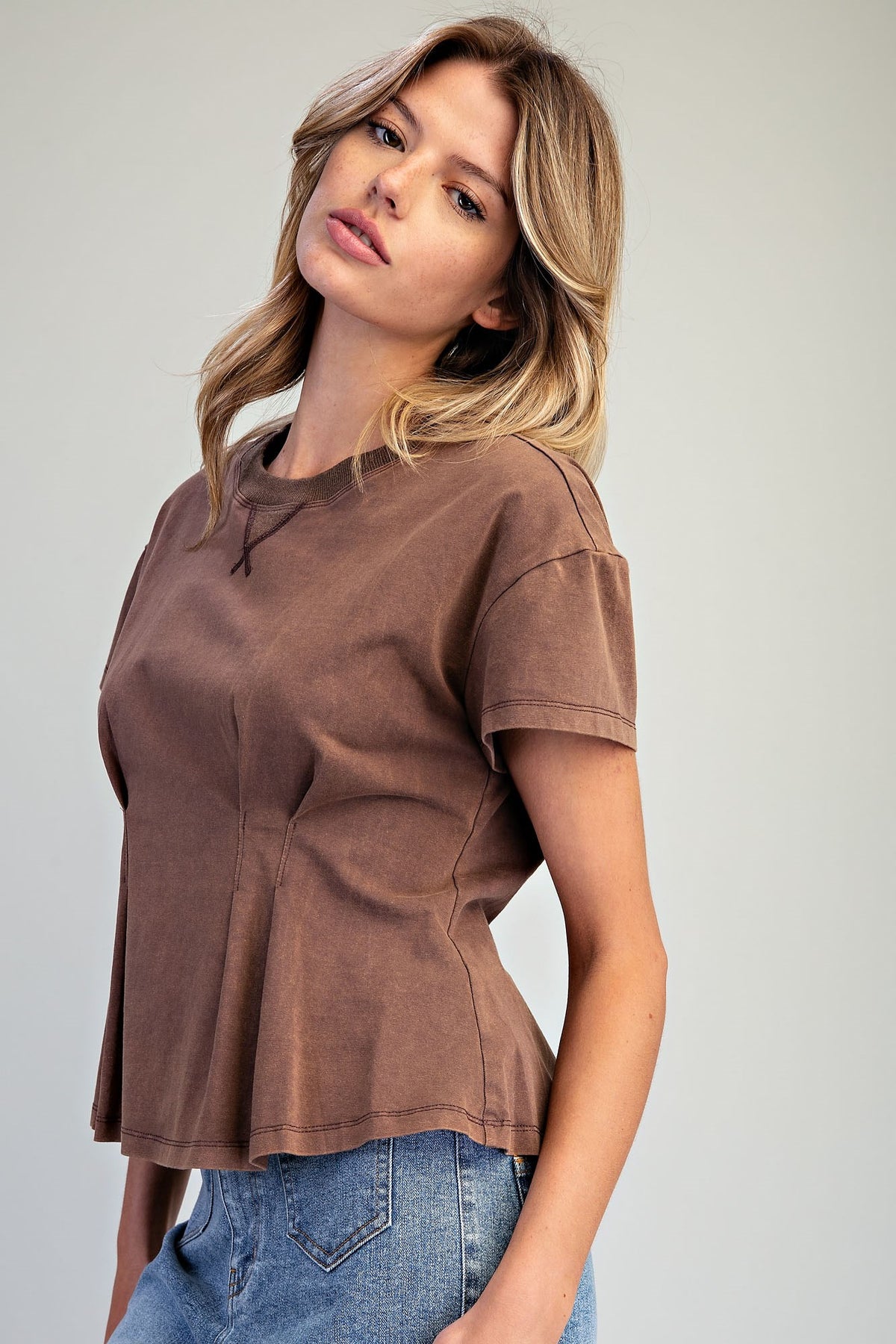 Mineral Washed Peplum Top