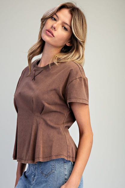 Mineral Washed Peplum Top