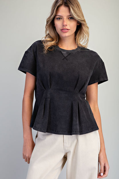 Mineral Washed Peplum Top