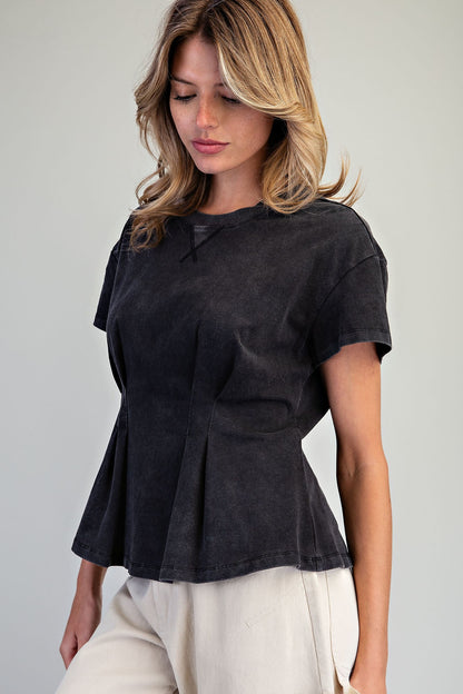 Mineral Washed Peplum Top