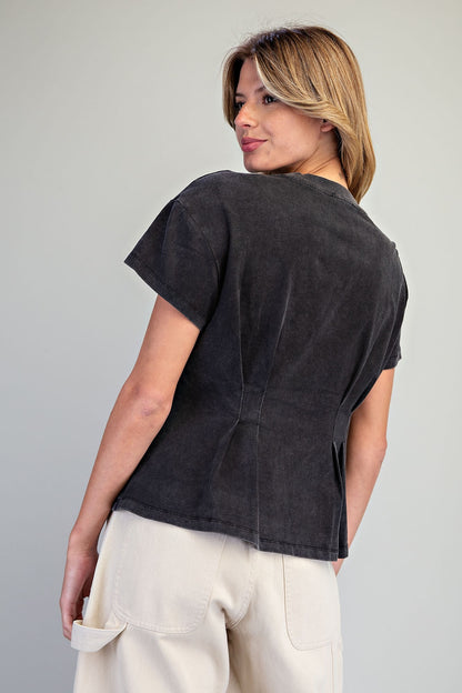 Mineral Washed Peplum Top
