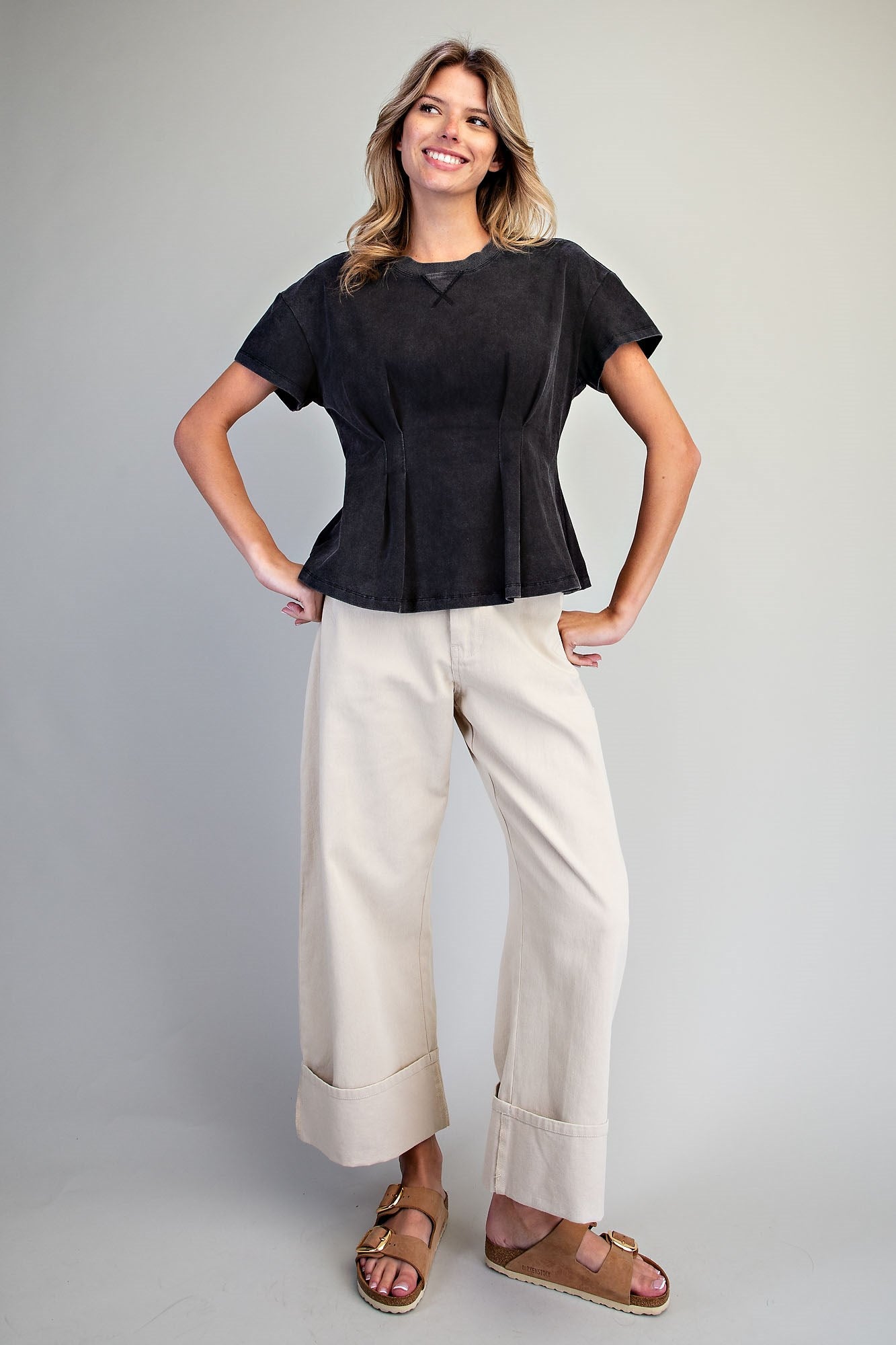 Mineral Washed Peplum Top