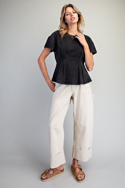 Mineral Washed Peplum Top