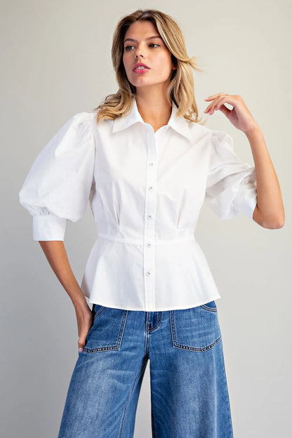 Flared Peplum Hem Blouse