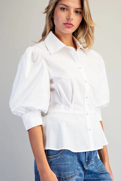 Flared Peplum Hem Blouse