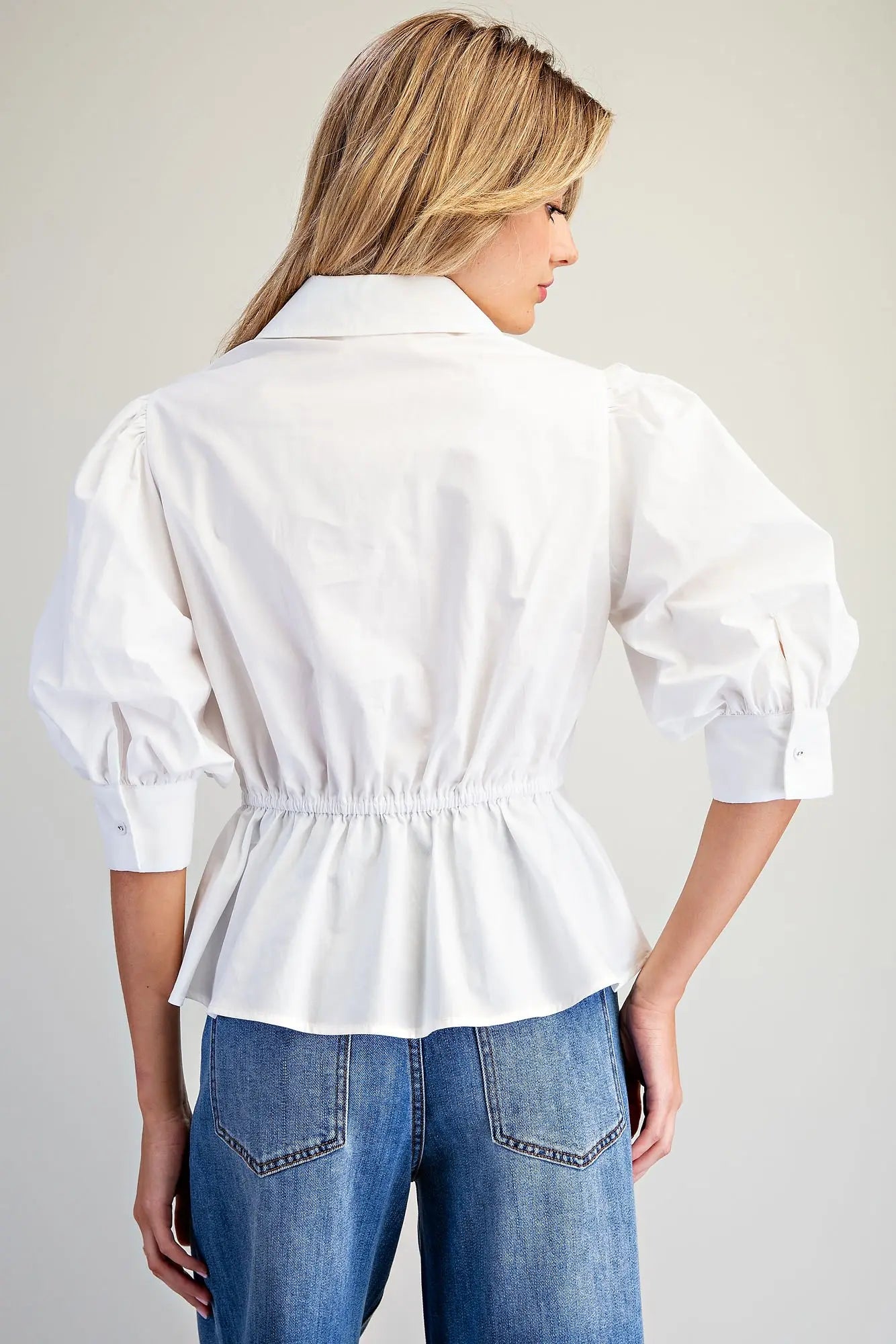Flared Peplum Hem Blouse