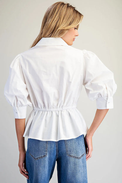 Flared Peplum Hem Blouse