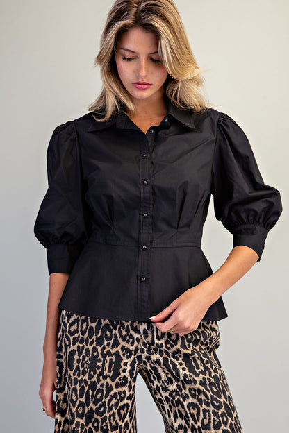Flared Peplum Hem Blouse