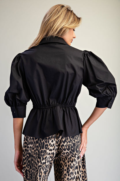 Flared Peplum Hem Blouse