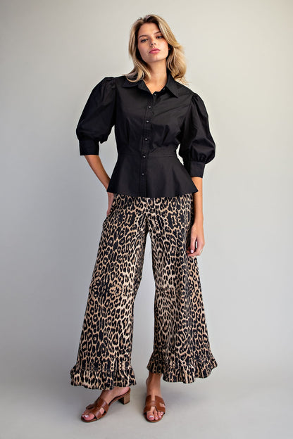 Flared Peplum Hem Blouse
