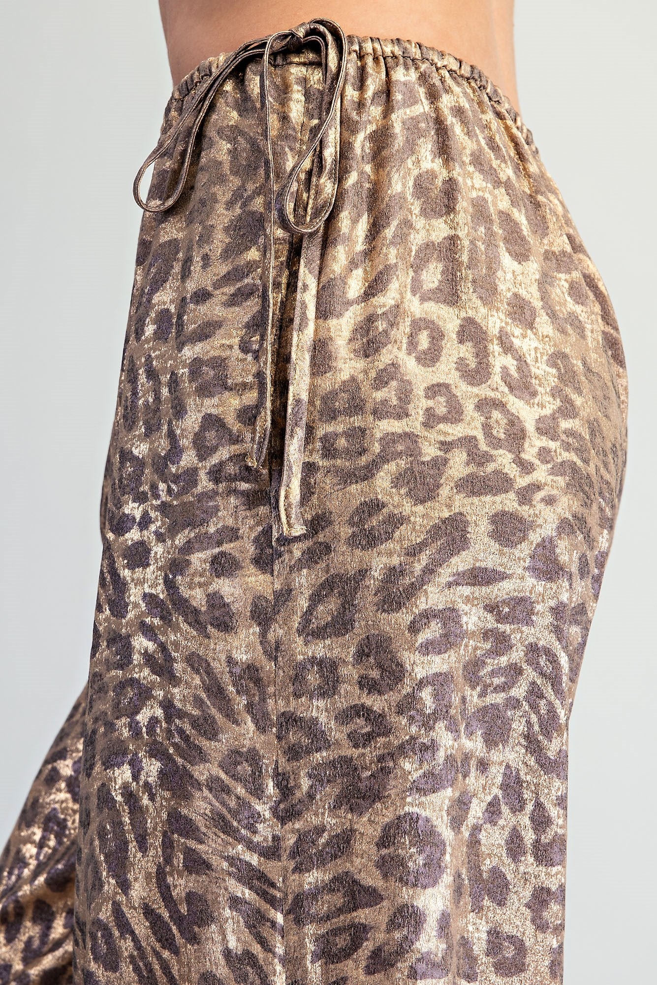 Metallic Leopard Side Tie Pants