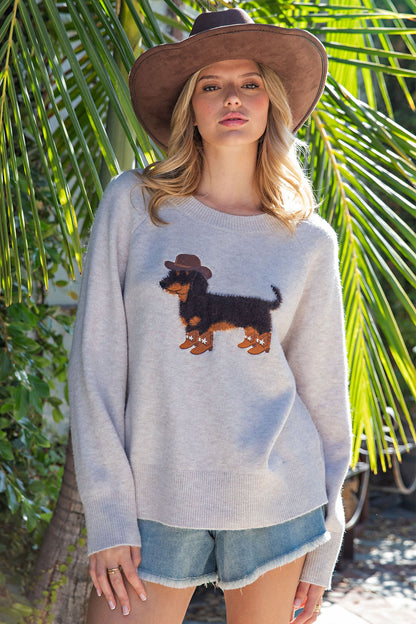 Cowboy Dachshund Graphic Sweater