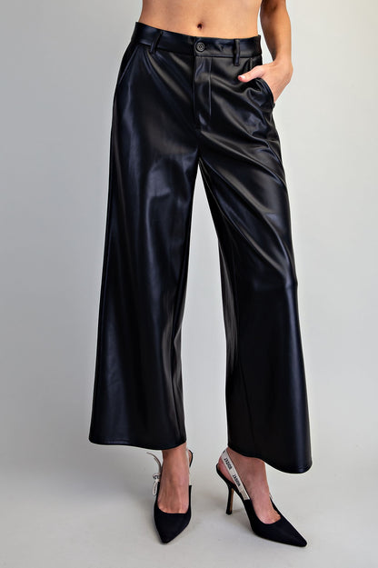 Pleather Wide Leg Pants