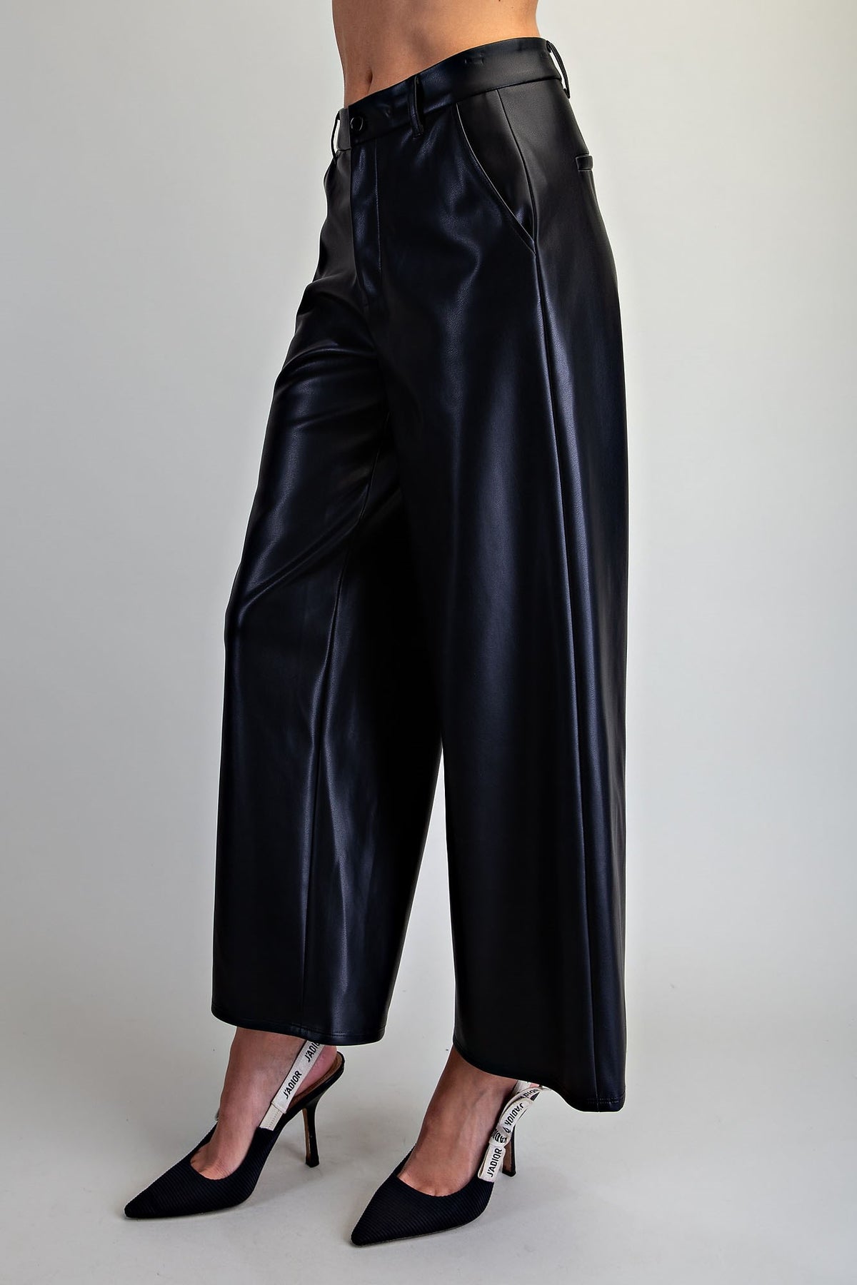 Pleather Wide Leg Pants