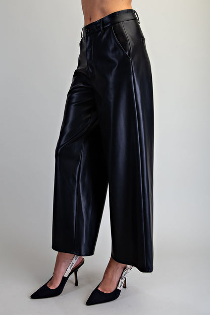 Pleather Wide Leg Pants