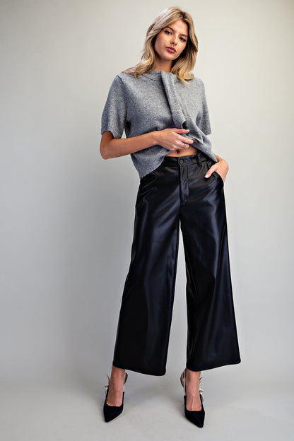 Pleather Wide Leg Pants