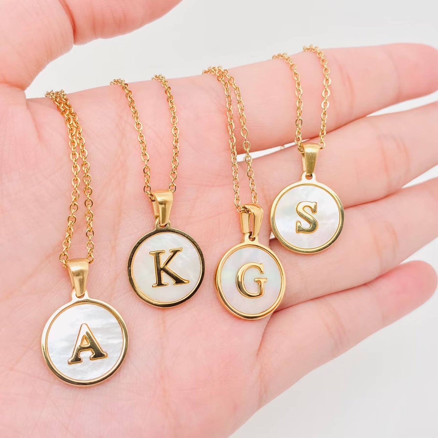 Round 18K Gold-plated Stainless Steel 26 Letters Necklace