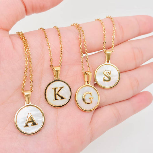 Round 18K Gold-plated Stainless Steel 26 Letters Necklace