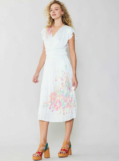Floral Print Pleated Midi Dress