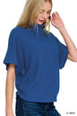 Mock Neck Side Shirred Sweater