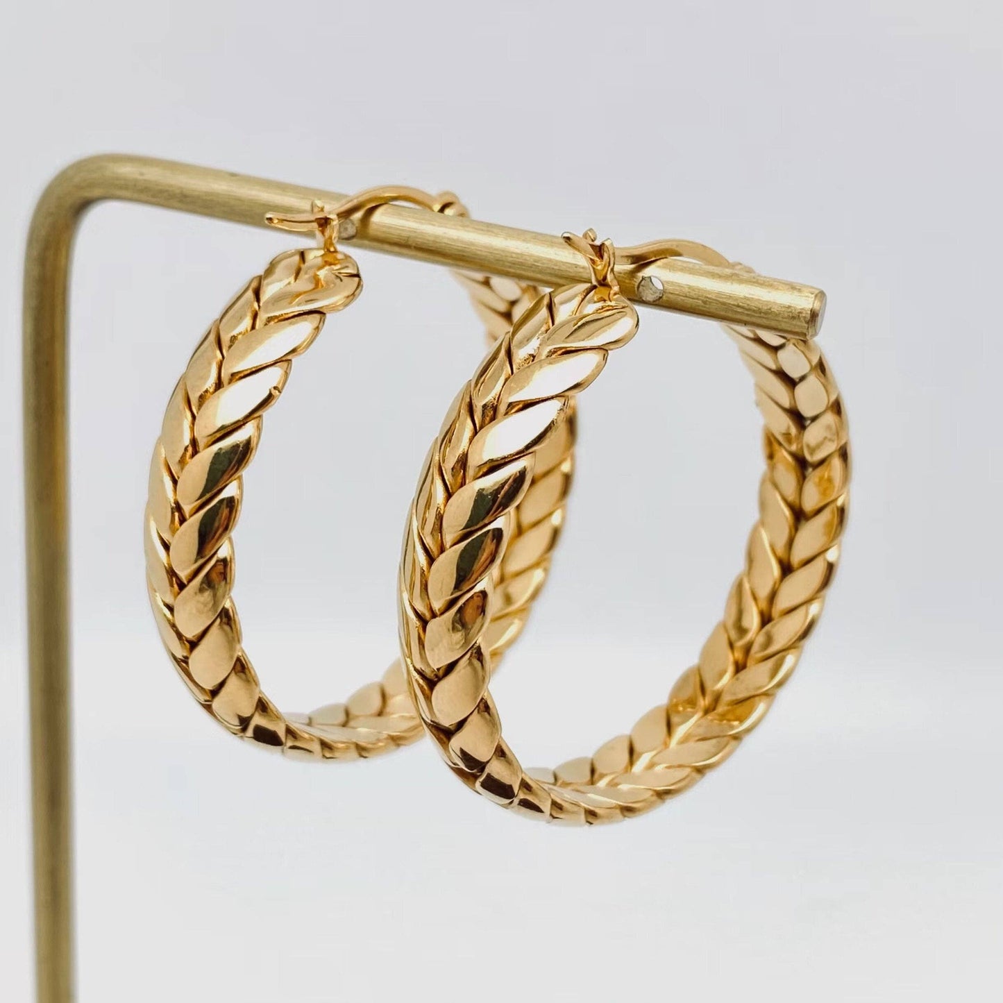 Wheat-shaped Stainless Steel Hoop Earrings - FGS