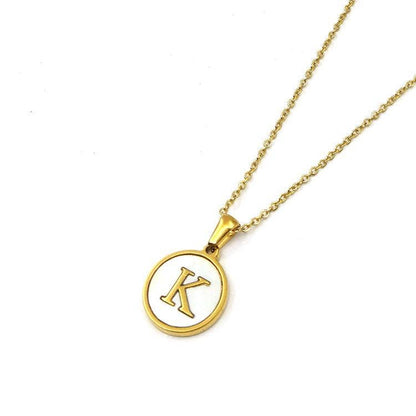 Round 18K Gold-plated Stainless Steel 26 Letters Necklace