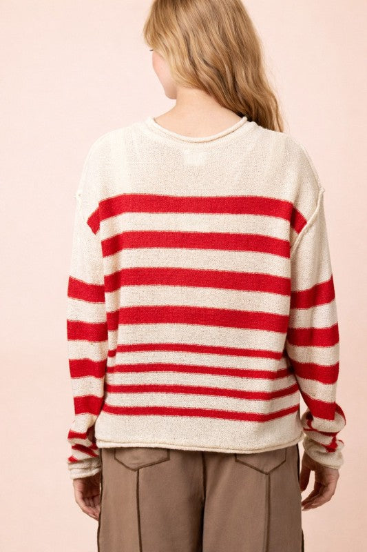 Striped Oversized Knit Summer Sweater Top