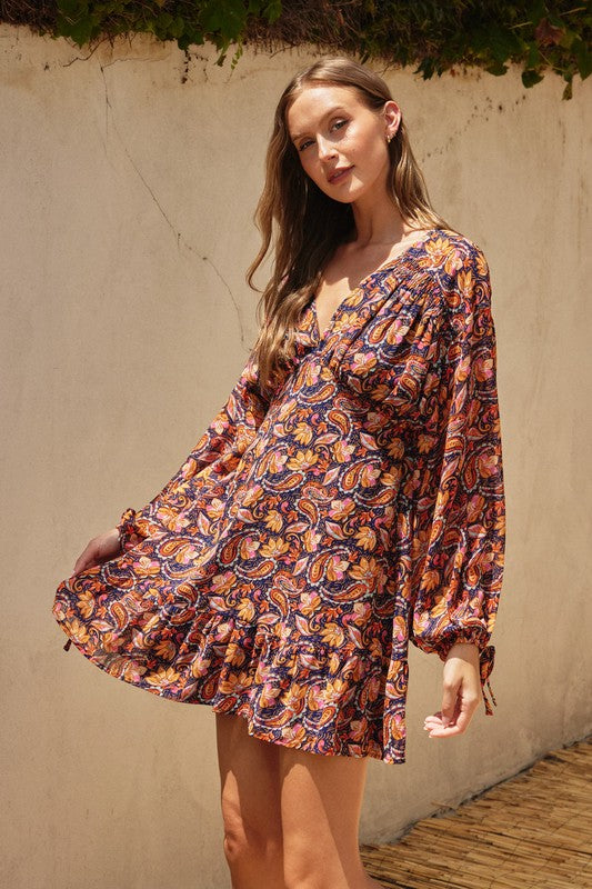 My Happiness Shirred Mini Dress