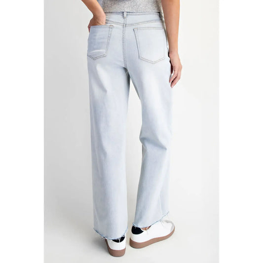 Acid Wash HW Wide Leg Jean