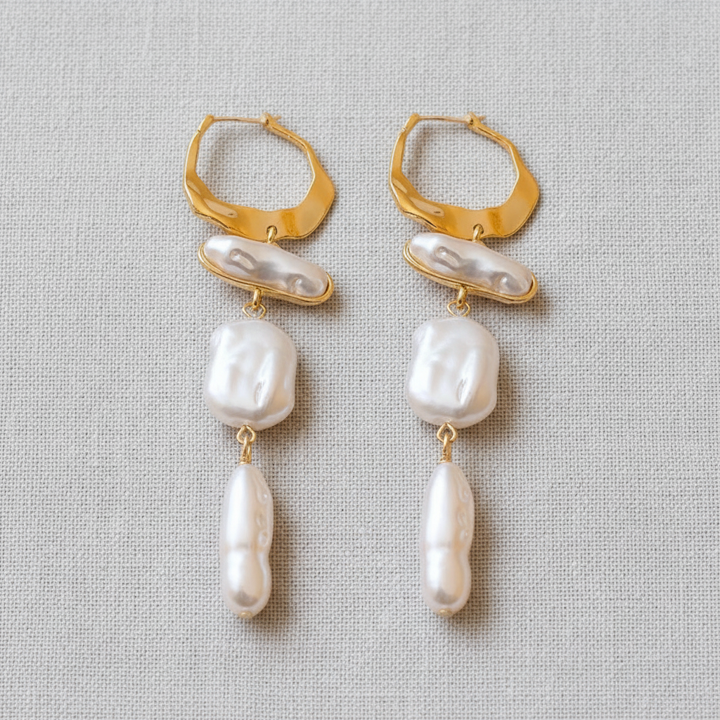 Baroque Pearl Tassel Ear Cuff Earrings