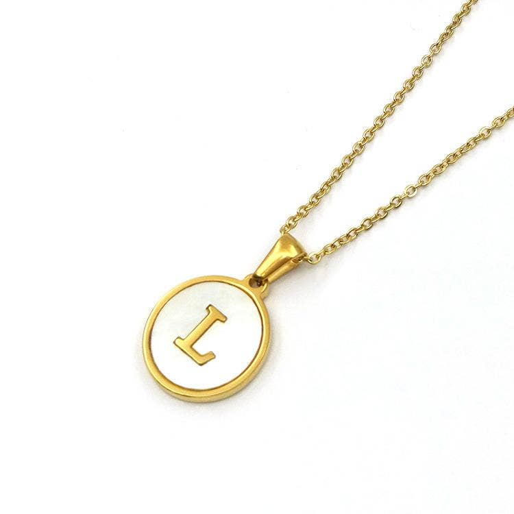 Round 18K Gold-plated Stainless Steel 26 Letters Necklace