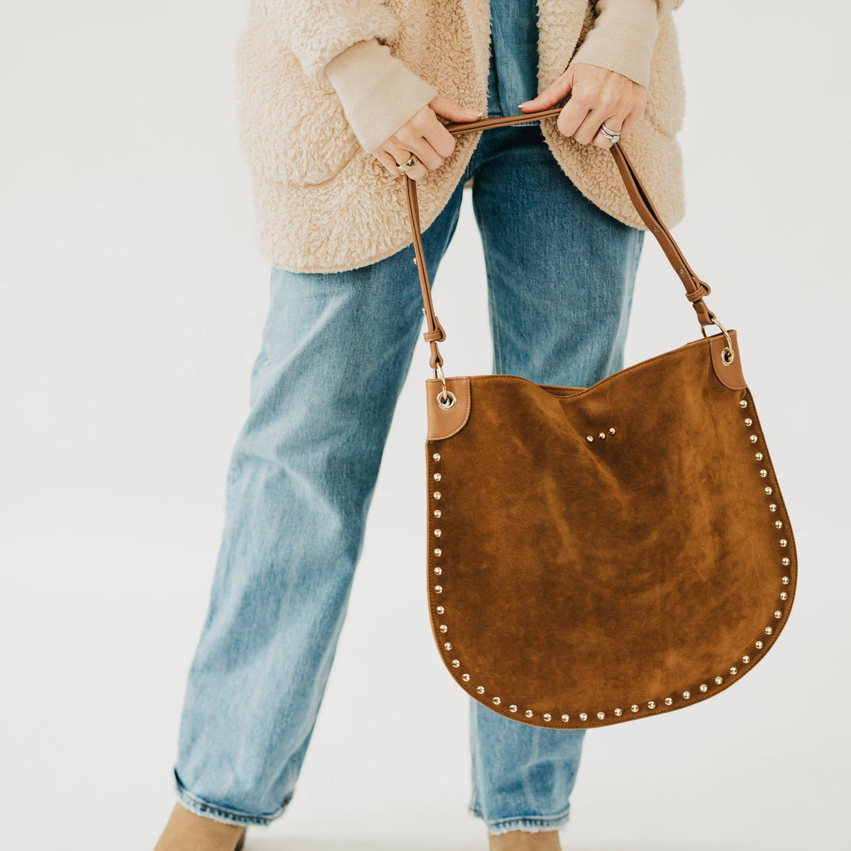 Rosalie Rivet Suede Hobo Bag