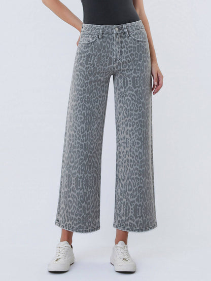 HIGH RISE GREY LEOPARD PRINT CROP